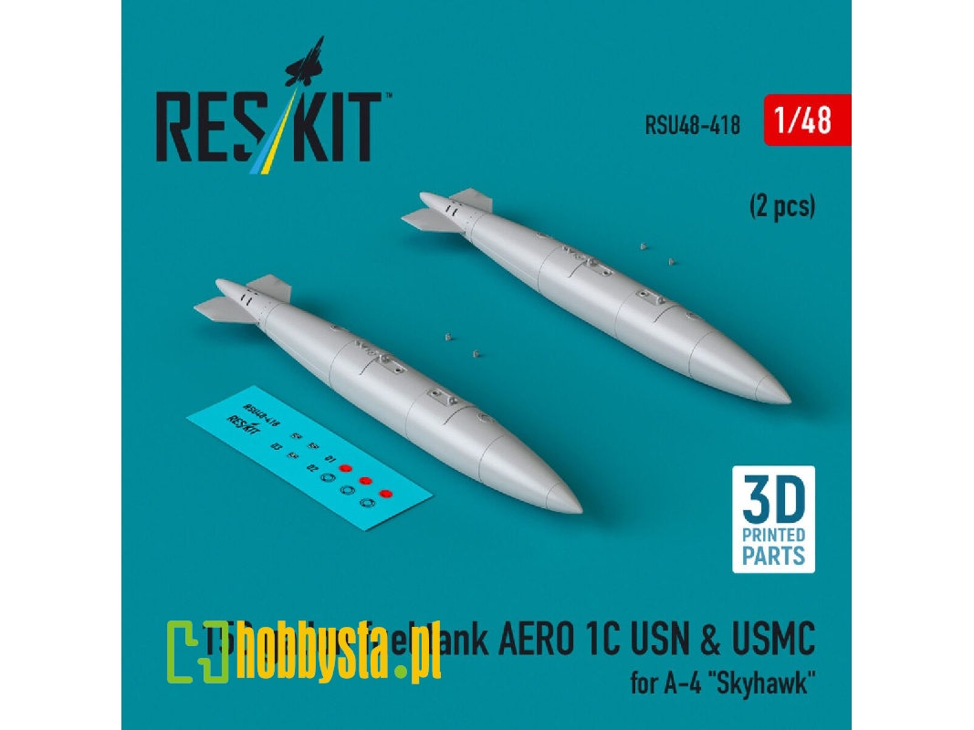150 Gallon Fuel Tank Aero 1c Usn & Usmc (2 Pcs) For A-4 'skyhawk' (3d Printed) - zdjęcie 1