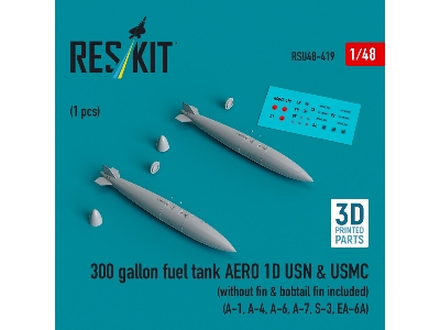 300 Gallon Fuel Tank Aero 1d Usn & Usmc (Without Fin & Bobtail Fin Included) (2 Pcs) (A-1, A-4, A-6, A-7, S-3, Ea-6a) (3d Printe
