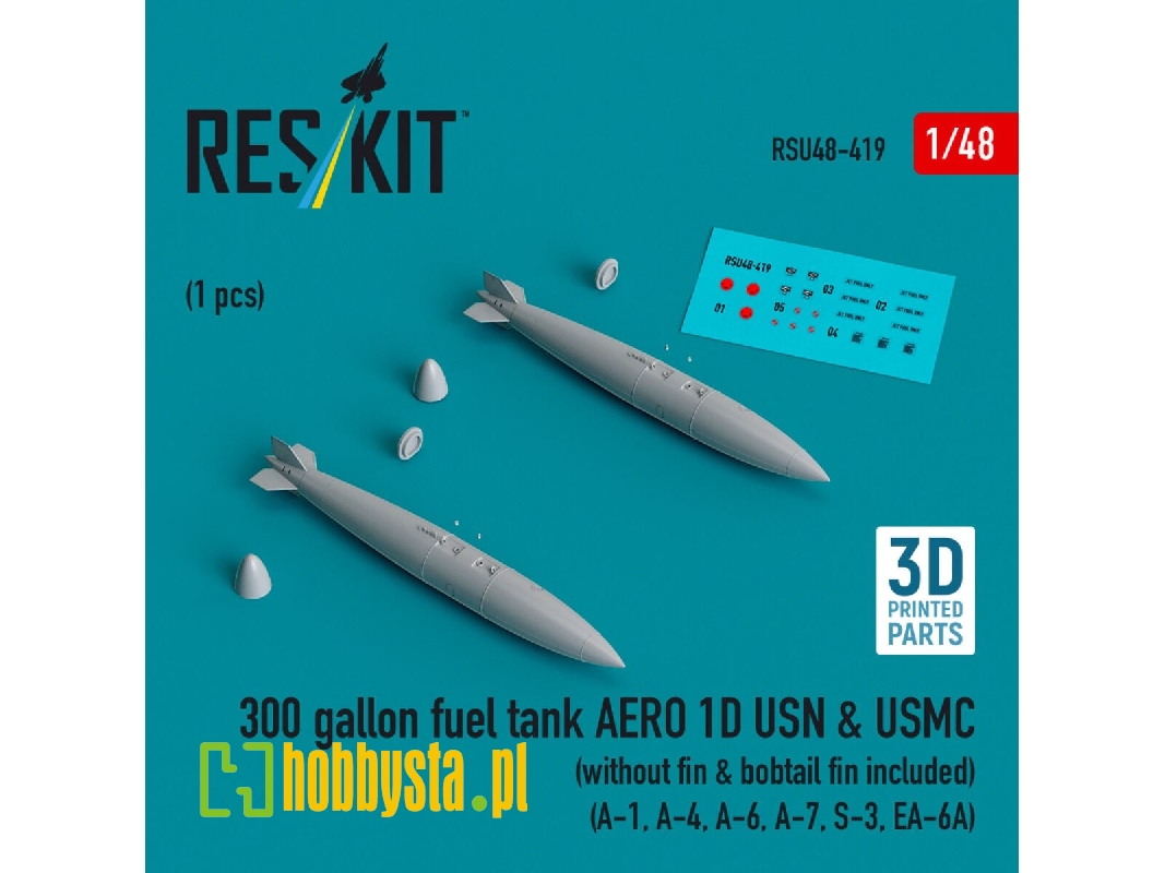 300 Gallon Fuel Tank Aero 1d Usn & Usmc (Without Fin & Bobtail Fin Included) (2 Pcs) (A-1, A-4, A-6, A-7, S-3, Ea-6a) (3d Printe