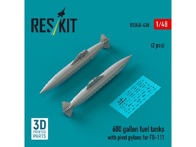 600 Gallon Fuel Tanks With Pivot Pylons For Fb-111 (2pcs) (3d Printed) - zdjęcie 1