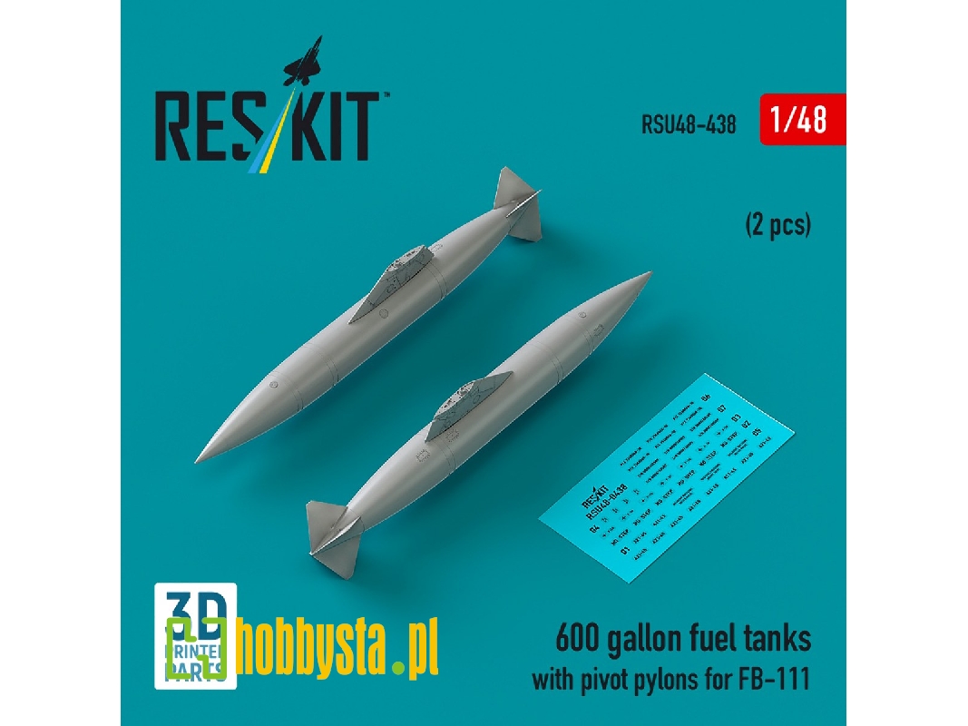 600 Gallon Fuel Tanks With Pivot Pylons For Fb-111 (2pcs) (3d Printed) - zdjęcie 1