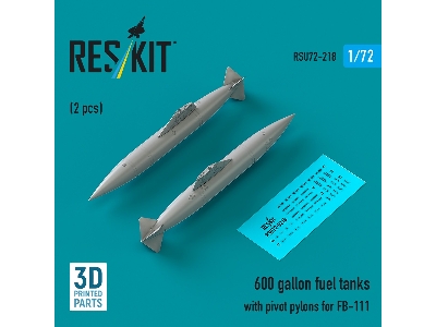 600 Gallon Fuel Tanks With Pivot Pylons For Fb-111 (2pcs) (3d Printed) - zdjęcie 1