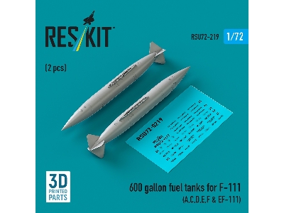 600 Gallon Fuel Tanks For F-111 (A, C, D, E, F & Ef-111) (2pcs) (3d Printed) - zdjęcie 1