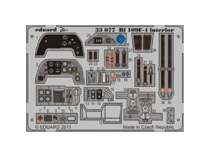 Bf 109F-4 interior S. A. 1/32 - Trumpeter - blaszki - zdjęcie 1 Bf 109F-4 interior S. A. 1/32 - Trumpeter - blaszki - zdjęcie 1