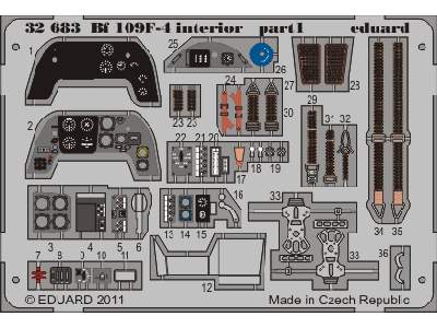  Bf 109F-4 interior S. A. 1/32 - Trumpeter - blaszki - zdjęcie 2