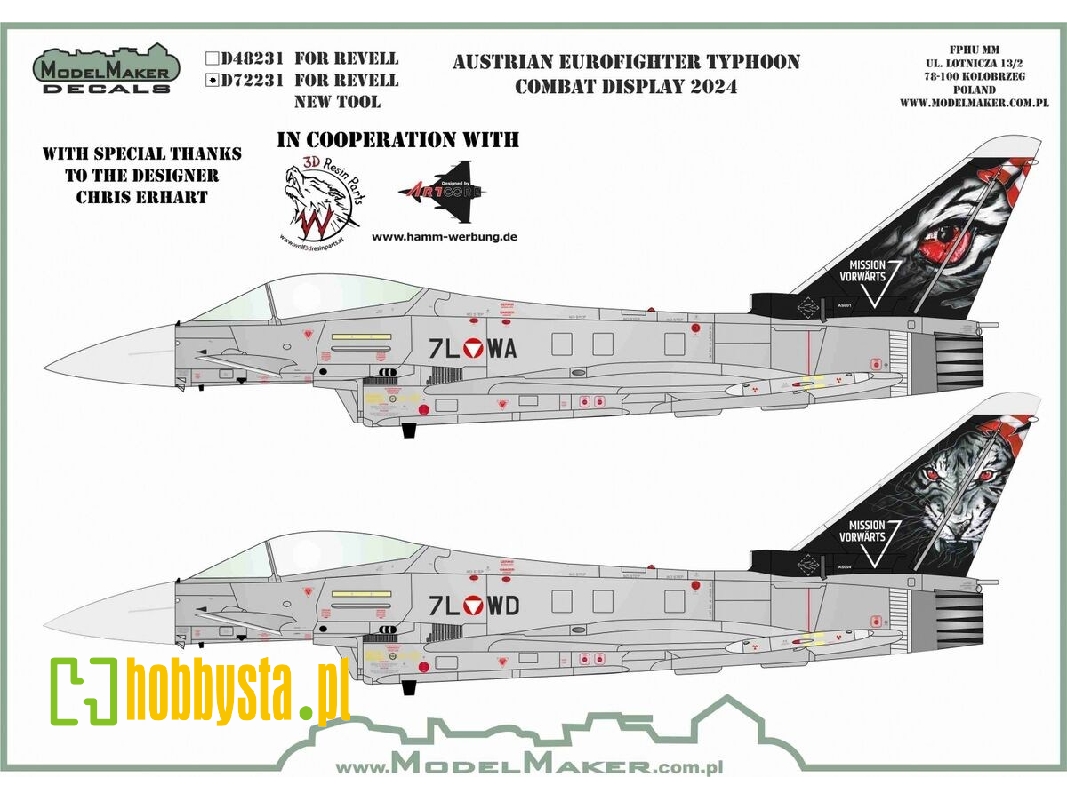Austrian Eurofighter Typhoon Combat Display 2024 (For Revell Kits) - zdjęcie 1 Austrian Eurofighter Typhoon Combat Display 2024 (For Revell Kits) - zdjęcie 1