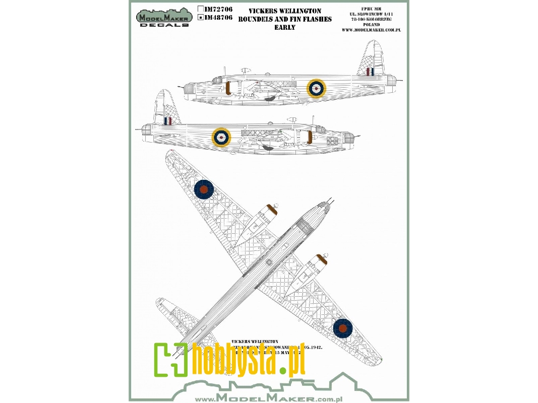 Vickers Wellington - Roundels And Fin Flashes Early (For Trumpeter Kits) - zdjęcie 1