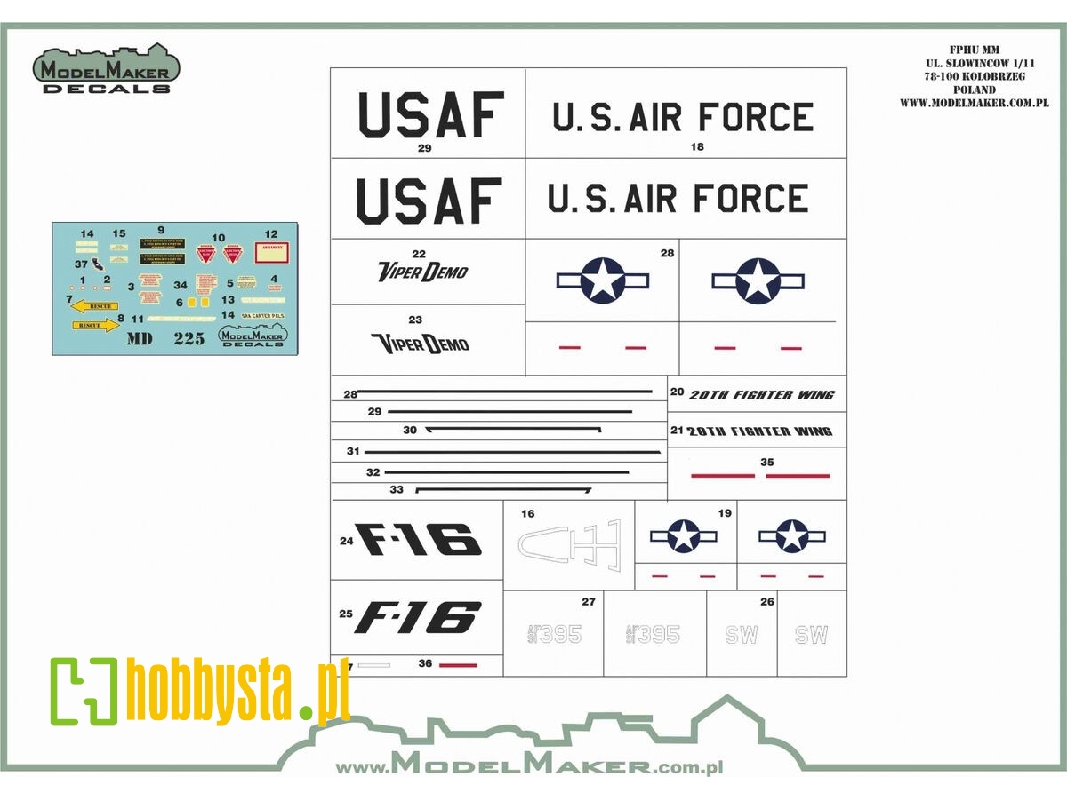 Usaf F-16c Viper Demo 2024, 50 Years Of F-16 - Masks And Decals Set - zdjęcie 1