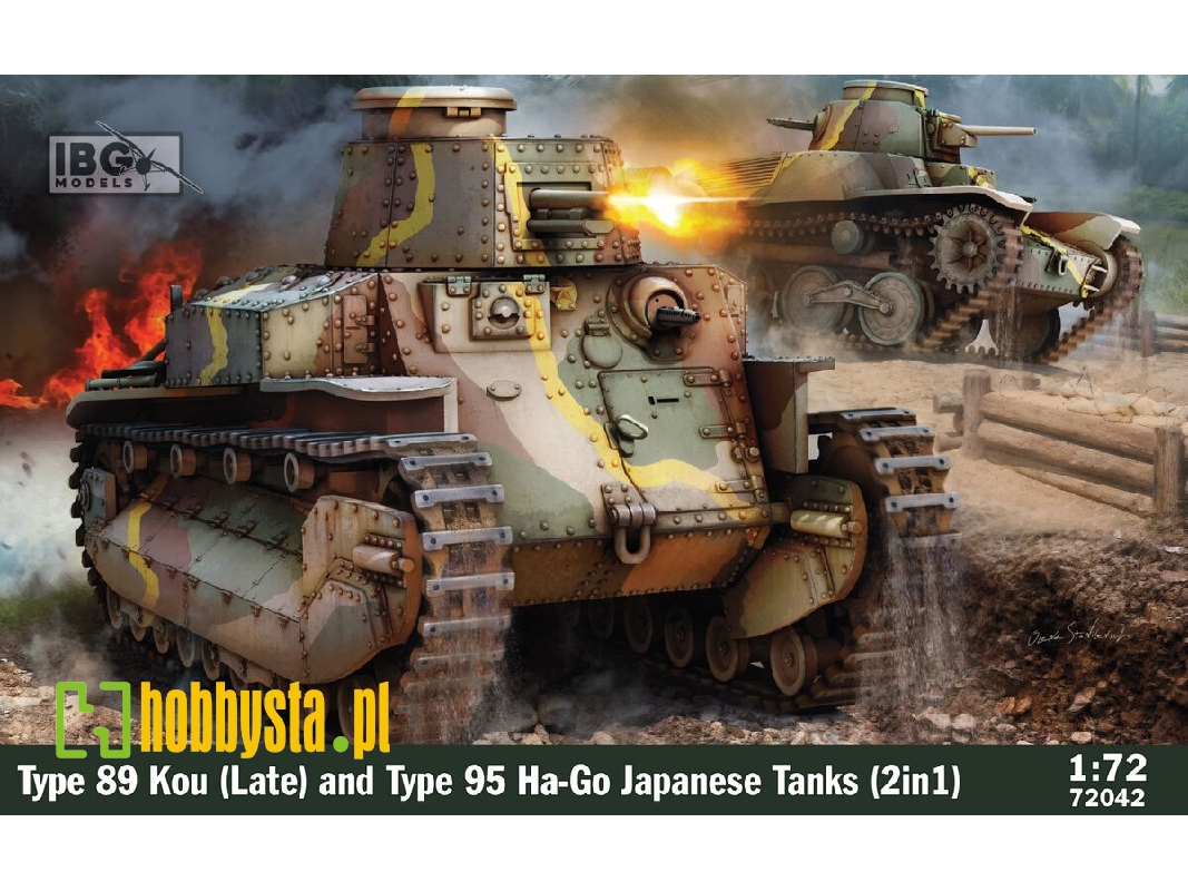 Type 89 Kou (Late) And Type 95 Ha-go Japanese Tanks (2in1) With Bonus - Small Japanese Handcart - zdjęcie 1 Type 89 Kou (Late) And Type 95 Ha-go Japanese Tanks (2in1) With Bonus - Small Japanese Handcart - zdjęcie 1