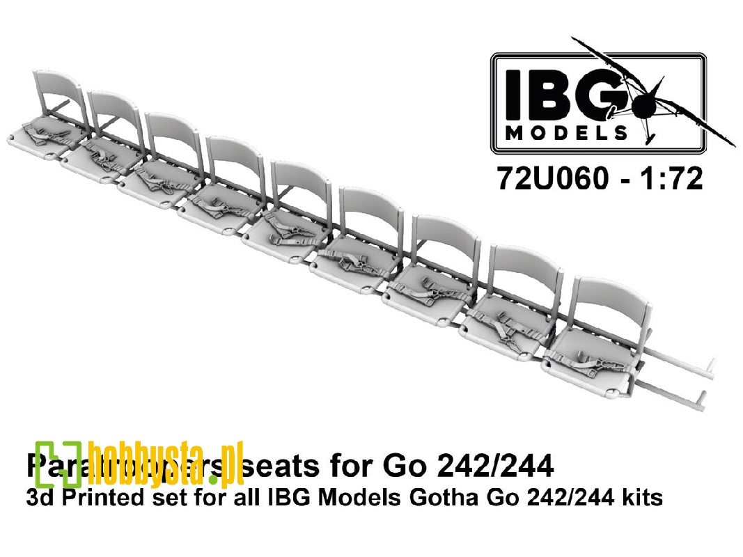 Gotha Go-242a-1 / Go-244 - Paratroopers Seats (3d-printed / For Ibg Models Kits) - zdjęcie 1 Gotha Go-242a-1 / Go-244 - Paratroopers Seats (3d-printed / For Ibg Models Kits) - zdjęcie 1
