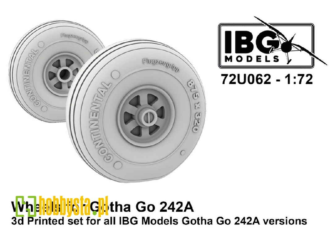 Gotha Go-242 A-1 / Go-244 - Wheels (3d-printed / For Ibg Models Kits) - zdjęcie 1 Gotha Go-242 A-1 / Go-244 - Wheels (3d-printed / For Ibg Models Kits) - zdjęcie 1