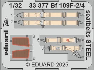 Bf 109F-2/4 seatbelts STEEL 1/32 - HOBBY 2000 - zdjęcie 1