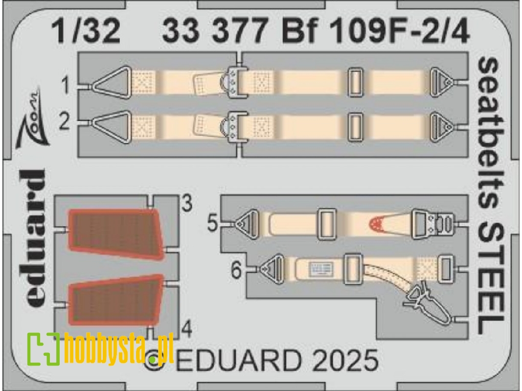 Bf 109F-2/4 seatbelts STEEL 1/32 - HOBBY 2000 - zdjęcie 1 Bf 109F-2/4 seatbelts STEEL 1/32 - HOBBY 2000 - zdjęcie 1