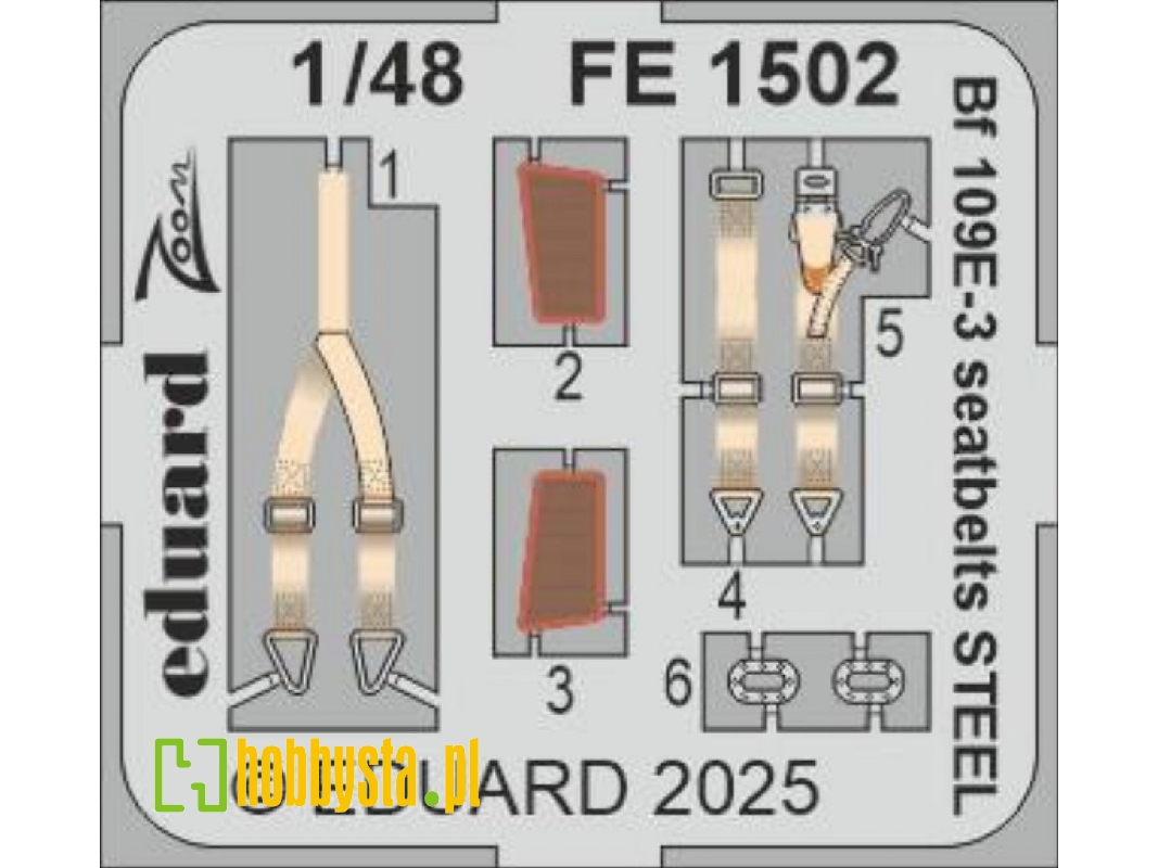 Bf 109E-3 seatbelts STEEL 1/48 - HOBBY BOSS - zdjęcie 1 Bf 109E-3 seatbelts STEEL 1/48 - HOBBY BOSS - zdjęcie 1
