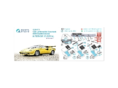 Lamborghini Countach 5000 Quattrovalvole - 3d-printed & Coloured Interior (For Aoshima Kits) - zdjęcie 12