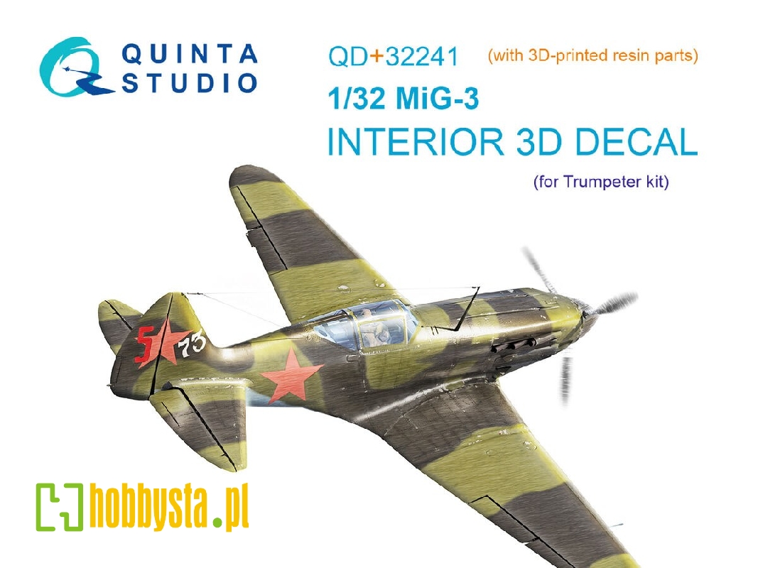 Mig-3 - 3d-printed & Coloured Interior On Decal Paper With 3d-printed Resin Part (For Trumpeter Kits) - zdjęcie 1 Mig-3 - 3d-printed & Coloured Interior On Decal Paper With 3d-printed Resin Part (For Trumpeter Kits) - zdjęcie 1