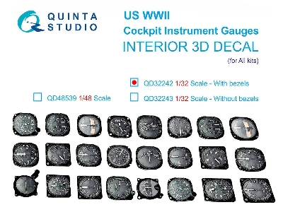 Us Wwii Cockpit Instrument Gauges With Bezels - 3d-printed & Coloured Interior On Decal Paper (For All Kits) - zdjęcie 1