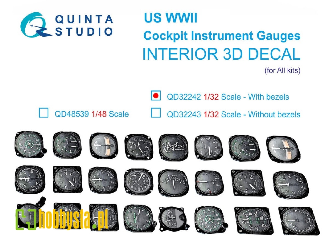 Us Wwii Cockpit Instrument Gauges With Bezels - 3d-printed & Coloured Interior On Decal Paper (For All Kits) - zdjęcie 1 Us Wwii Cockpit Instrument Gauges With Bezels - 3d-printed & Coloured Interior On Decal Paper (For All Kits) - zdjęcie 1