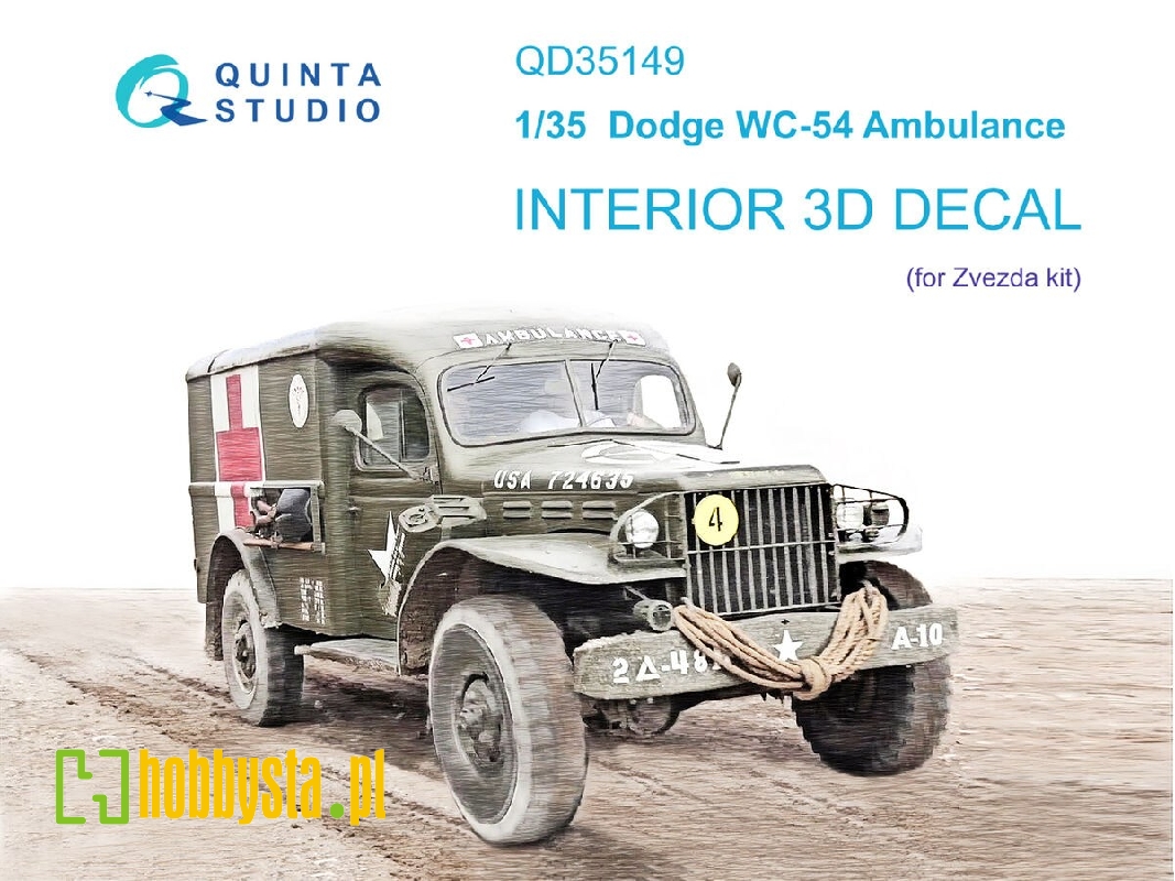 Dodge Wc-54 Ambulance - 3d-printed & Coloured Interior On Decal Paper (For Zvezda Kits) - zdjęcie 1 Dodge Wc-54 Ambulance - 3d-printed & Coloured Interior On Decal Paper (For Zvezda Kits) - zdjęcie 1
