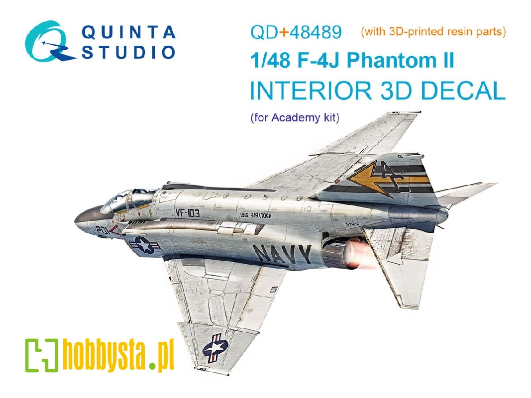 F-4 J Phantom Ii - 3d-printed & Coloured Interior On Decal Paper With 3d-printed Resin Part (For Academy Kits) - zdjęcie 1 F-4 J Phantom Ii - 3d-printed & Coloured Interior On Decal Paper With 3d-printed Resin Part (For Academy Kits) - zdjęcie 1