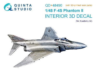 F-4 S Phantom Ii - 3d-printed & Coloured Interior On Decal Paper With 3d-printed Resin Part (For Academy Kits) - zdjęcie 1
