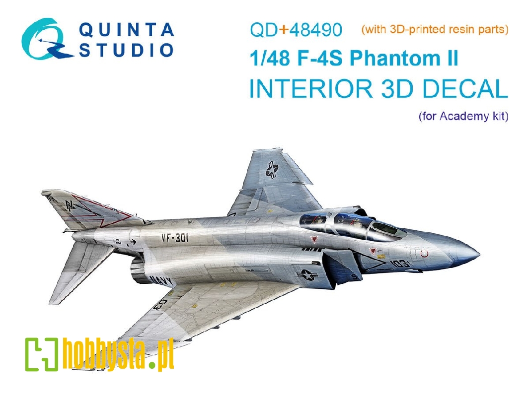 F-4 S Phantom Ii - 3d-printed & Coloured Interior On Decal Paper With 3d-printed Resin Part (For Academy Kits) - zdjęcie 1 F-4 S Phantom Ii - 3d-printed & Coloured Interior On Decal Paper With 3d-printed Resin Part (For Academy Kits) - zdjęcie 1