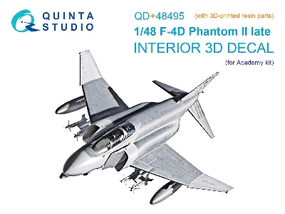F-4 D Late Phantom Ii - 3d-printed & Coloured Interior On Decal Paper With 3d-printed Resin Part (For Academy Kits) - zdjęcie 1