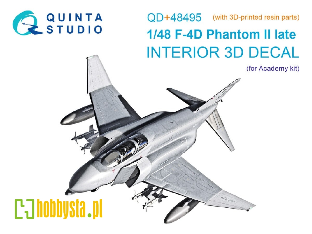 F-4 D Late Phantom Ii - 3d-printed & Coloured Interior On Decal Paper With 3d-printed Resin Part (For Academy Kits) - zdjęcie 1 F-4 D Late Phantom Ii - 3d-printed & Coloured Interior On Decal Paper With 3d-printed Resin Part (For Academy Kits) - zdjęcie 1