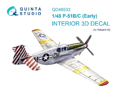 P-51 B/C Mustang Early - 3d-printed & Coloured Interior On Decal Paper (For Eduard Kits) - zdjęcie 1