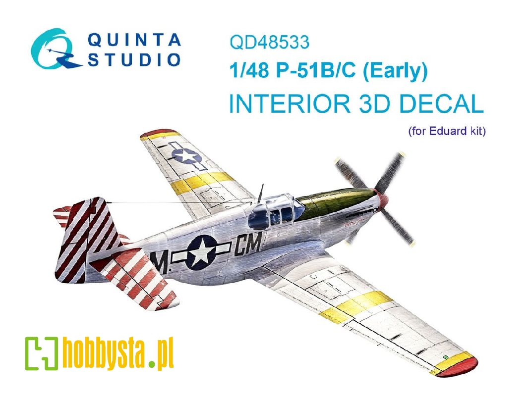 P-51 B/C Mustang Early - 3d-printed & Coloured Interior On Decal Paper (For Eduard Kits) - zdjęcie 1