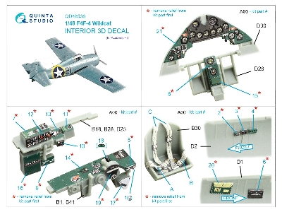 Grumman F4f-4 Wildcat - 3d-printed & Coloured Interior On Decal Paper (For Academy Kits) - zdjęcie 2