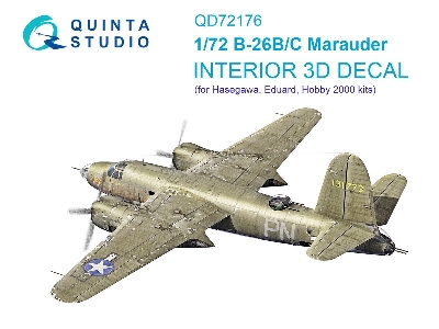 B-26 B Marauder - 3d-printed & Coloured Interior On Decal Paper (For Hasegawa / Eduard And Hobby2000 Kits) - zdjęcie 1