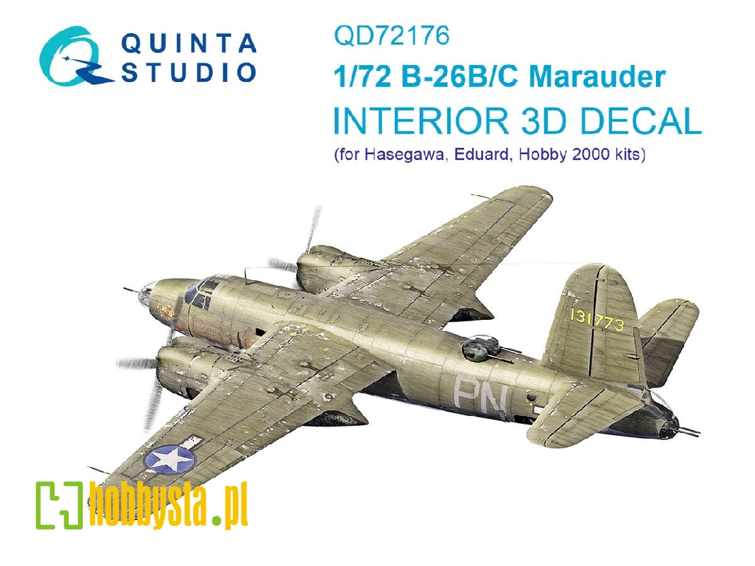 B-26 B Marauder - 3d-printed & Coloured Interior On Decal Paper (For Hasegawa / Eduard And Hobby2000 Kits) - zdjęcie 1 B-26 B Marauder - 3d-printed & Coloured Interior On Decal Paper (For Hasegawa / Eduard And Hobby2000 Kits) - zdjęcie 1
