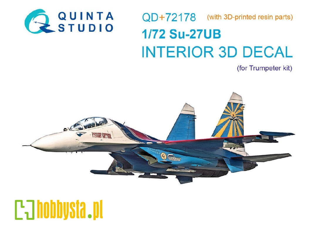 Sukhoi Su-27 Ub - 3d-printed & Coloured Interior On Decal Paper With 3d-printed Resin Part (For Trumepter Kits) - zdjęcie 1 Sukhoi Su-27 Ub - 3d-printed & Coloured Interior On Decal Paper With 3d-printed Resin Part (For Trumepter Kits) - zdjęcie 1