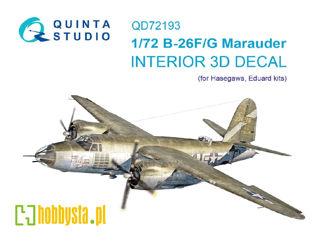 B-26 F/G Marauder - 3d-printed & Coloured Interior On Decal Paper (For Hasegawa Kits) - zdjęcie 1