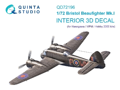 Bristol Beaufighter Mk.I - 3d-printed & Coloured Interior On Decal Paper (For Hasegawa / Mpm And Hobby 2000 Kits) - zdjęcie 1