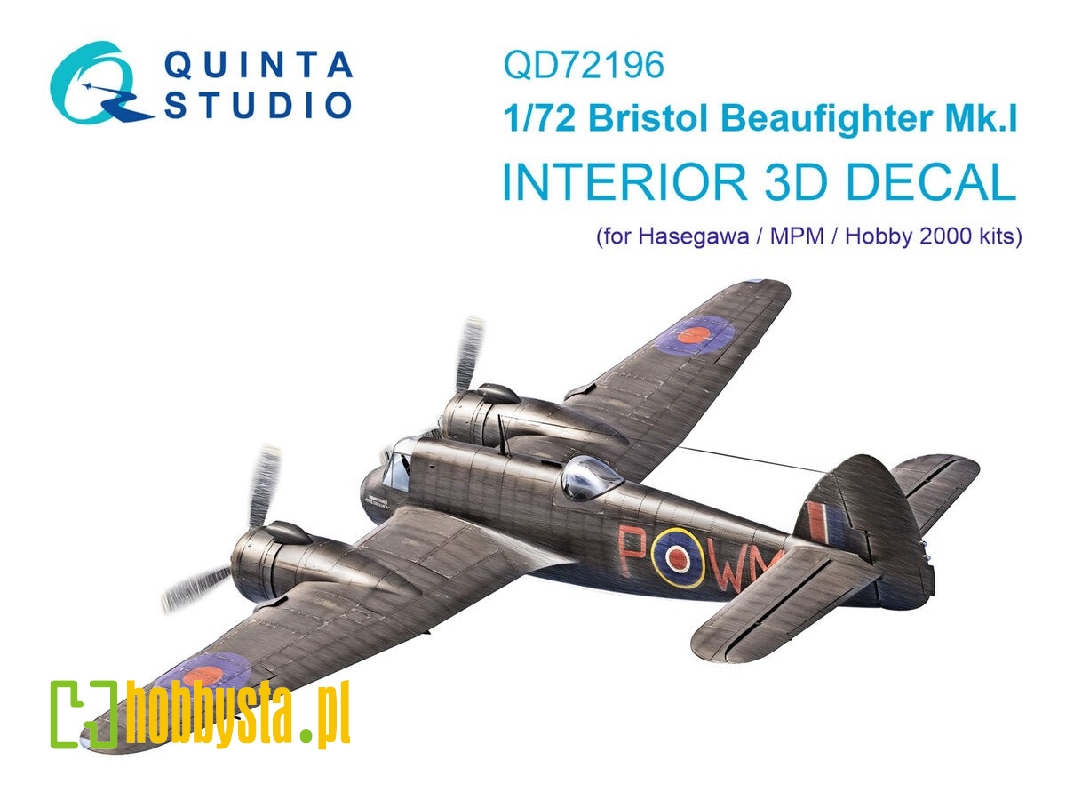 Bristol Beaufighter Mk.I - 3d-printed & Coloured Interior On Decal Paper (For Hasegawa / Mpm And Hobby 2000 Kits) - zdjęcie 1 Bristol Beaufighter Mk.I - 3d-printed & Coloured Interior On Decal Paper (For Hasegawa / Mpm And Hobby 2000 Kits) - zdjęcie 1