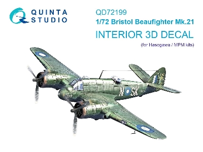 Bristol Beaufighter Mk.21 - 3d-printed & Coloured Interior On Decal Paper (For Hasegawa / Mpm Kits) - zdjęcie 1