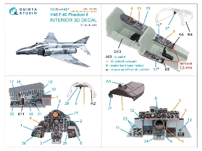 F-4 C Phantom Ii  - 3d-printed & Coloured Interior With 3d-printed Resin Parts (For Academy Kits / Small Version) - zdjęcie 2