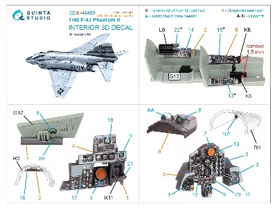 F-4 J Phantom Ii  - 3d-printed & Coloured Interior With 3d-printed Resin Parts (For Academy Kits / Small Version) - zdjęcie 2