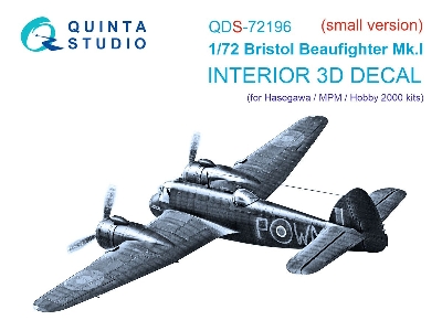 Bristol Beaufighter Mk.I - 3d-printed & Coloured Interior On Decal Paper (For Hasegawa / Mpm And Hobby 2000 Kits / Small Version