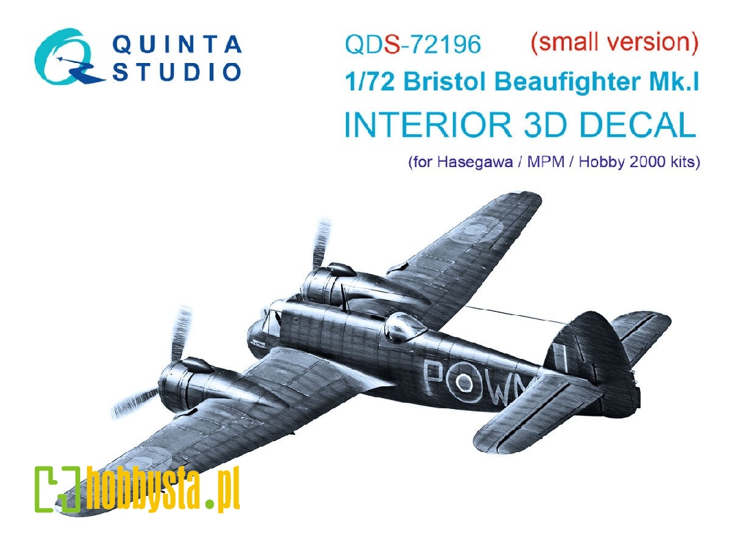 Bristol Beaufighter Mk.I - 3d-printed & Coloured Interior On Decal Paper (For Hasegawa / Mpm And Hobby 2000 Kits / Small Version Bristol Beaufighter Mk.I - 3d-printed & Coloured Interior On Decal Paper (For Hasegawa / Mpm And Hobby 2000 Kits / Small Version