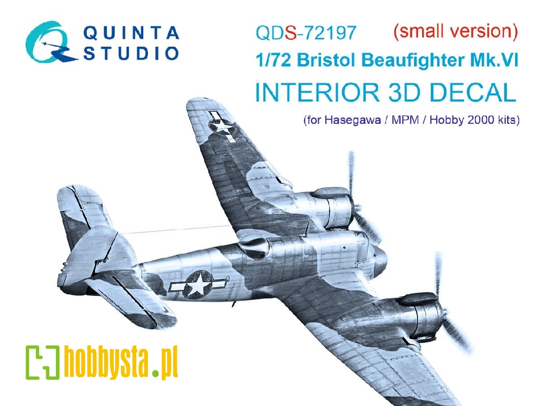 Bristol Beaufighter Mk.Vi - 3d-printed & Coloured Interior On Decal Paper (For Hasegawa / Mpm And Hobby 2000 Kits / Small Versio