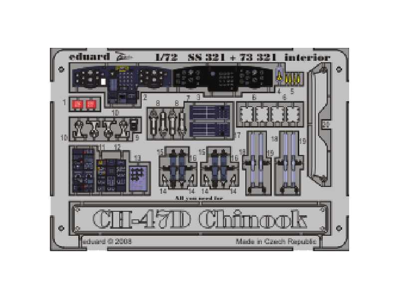CH-47D Chinook interior S. A. 1/72 - Trumpeter - blaszki - zdjęcie 1 CH-47D Chinook interior S. A. 1/72 - Trumpeter - blaszki - zdjęcie 1