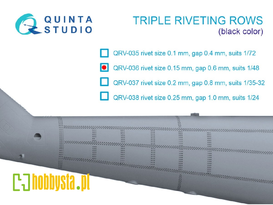 Triple Riveting Rows (Rivet Size 0.15 Mm, Gap 0.6 Mm) - zdjęcie 1 Triple Riveting Rows (Rivet Size 0.15 Mm, Gap 0.6 Mm) - zdjęcie 1