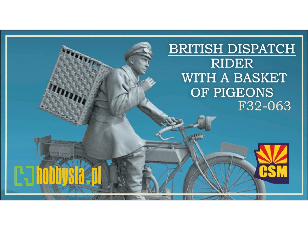 British Dispatch Rider With A Basket Of Pigeons - zdjęcie 1 British Dispatch Rider With A Basket Of Pigeons - zdjęcie 1