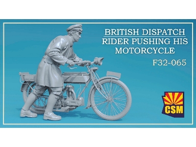 British Dispatch Rider Pushing His Motorcycle - zdjęcie 1