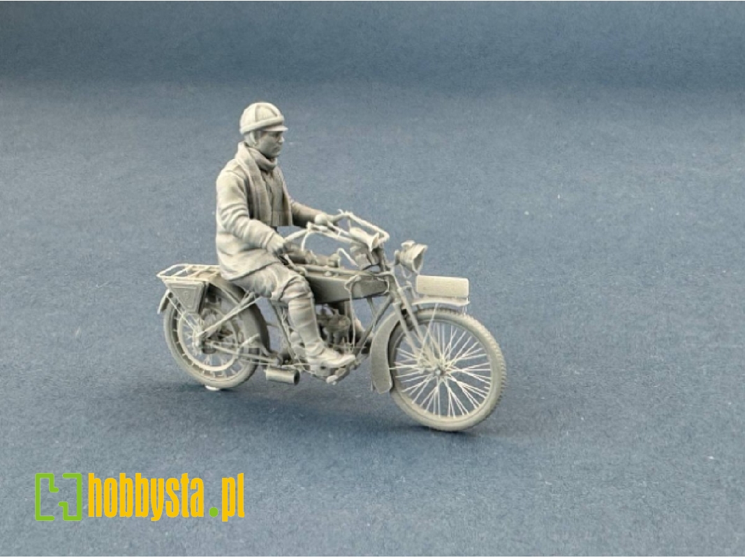 German Dispatch Rider Riding A Motorcycle