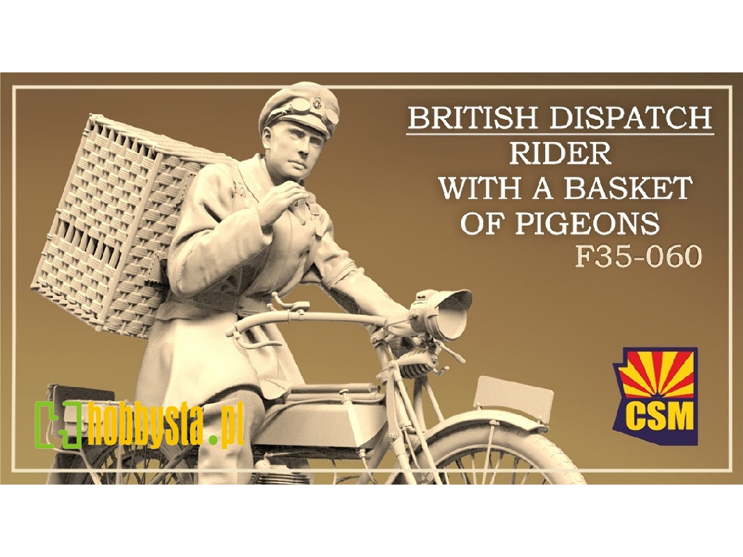 British Dispatch Rider With A Basket Of Pigeons - zdjęcie 1 British Dispatch Rider With A Basket Of Pigeons - zdjęcie 1