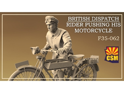 British Dispatch Rider Pushing His Motorcycle - zdjęcie 1